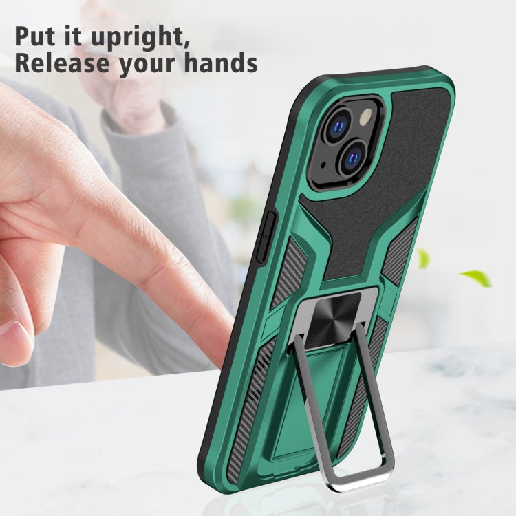 For iPhone 14 Armor 2 in 1 PC + TPU Magnetic Shockproof Case with Foldable Holder