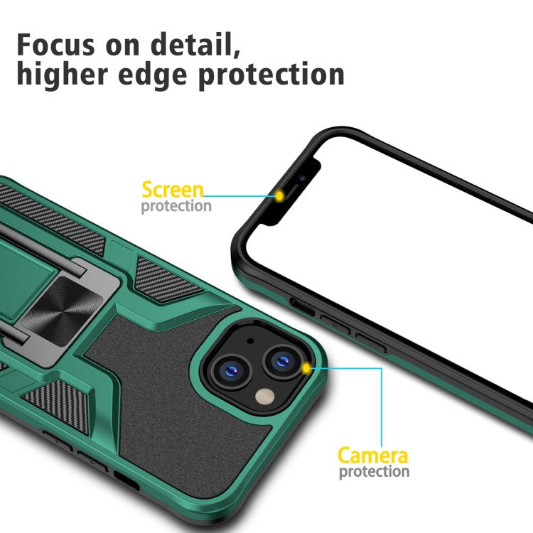 For iPhone 14 Armor 2 in 1 PC + TPU Magnetic Shockproof Case with Foldable Holder