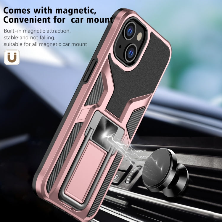 For iPhone 14 Armor 2 in 1 PC + TPU Magnetic Shockproof Case with Foldable Holder