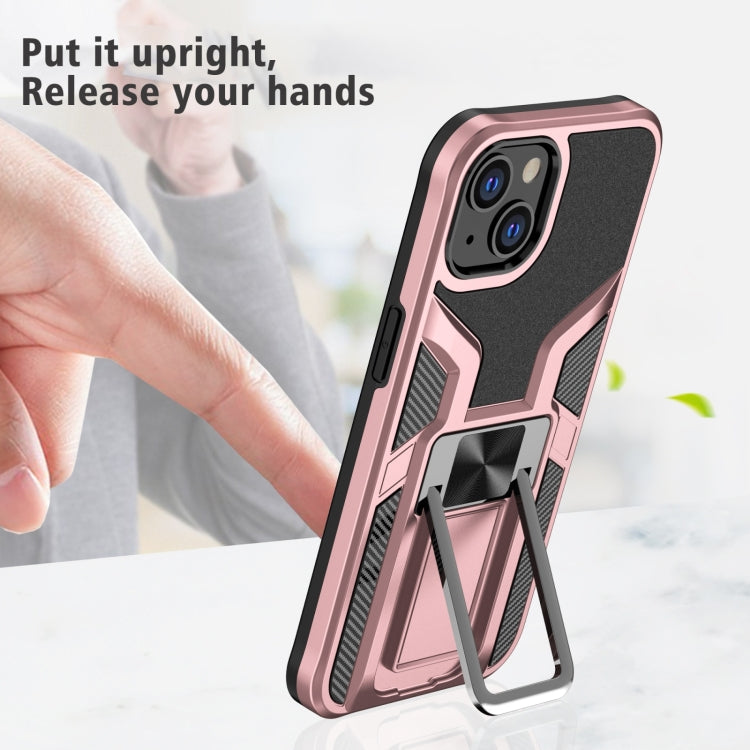 For iPhone 14 Armor 2 in 1 PC + TPU Magnetic Shockproof Case with Foldable Holder