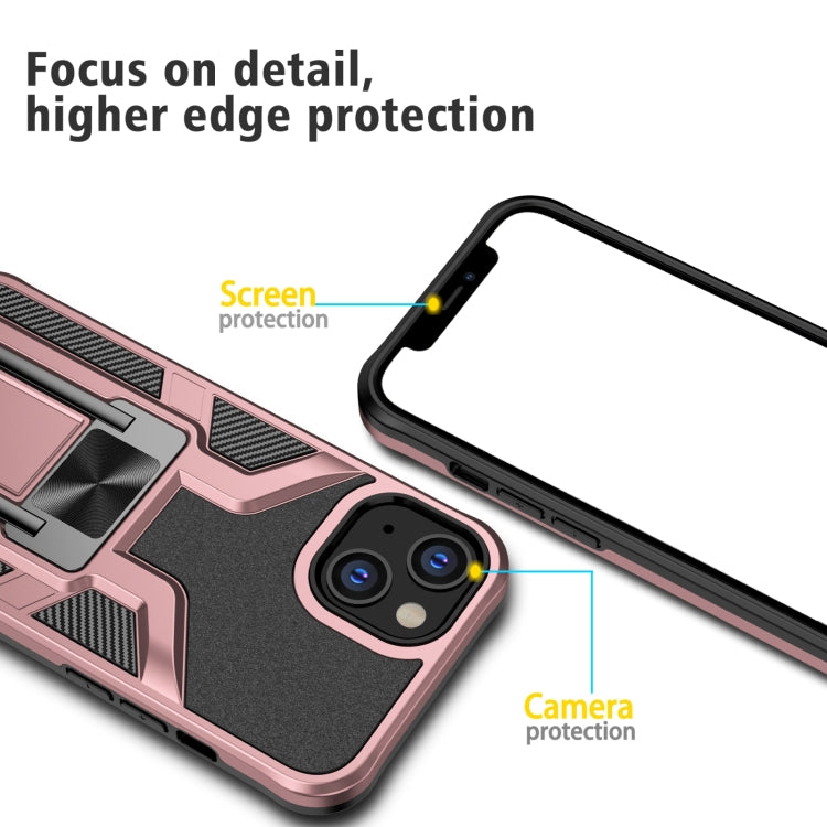 For iPhone 14 Armor 2 in 1 PC + TPU Magnetic Shockproof Case with Foldable Holder