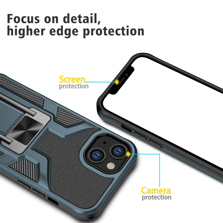 For iPhone 14 Armor 2 in 1 PC + TPU Magnetic Shockproof Case with Foldable Holder