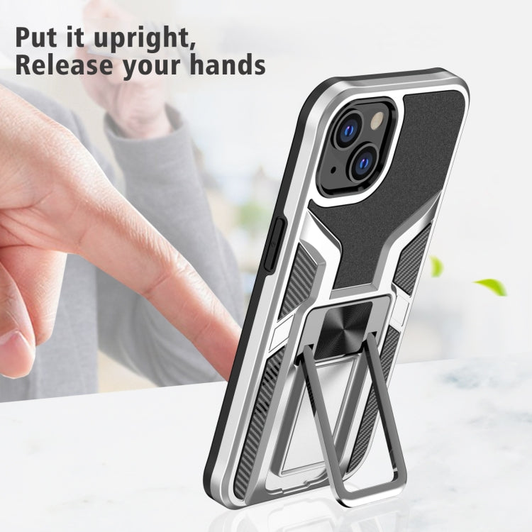 For iPhone 14 Armor 2 in 1 PC + TPU Magnetic Shockproof Case with Foldable Holder