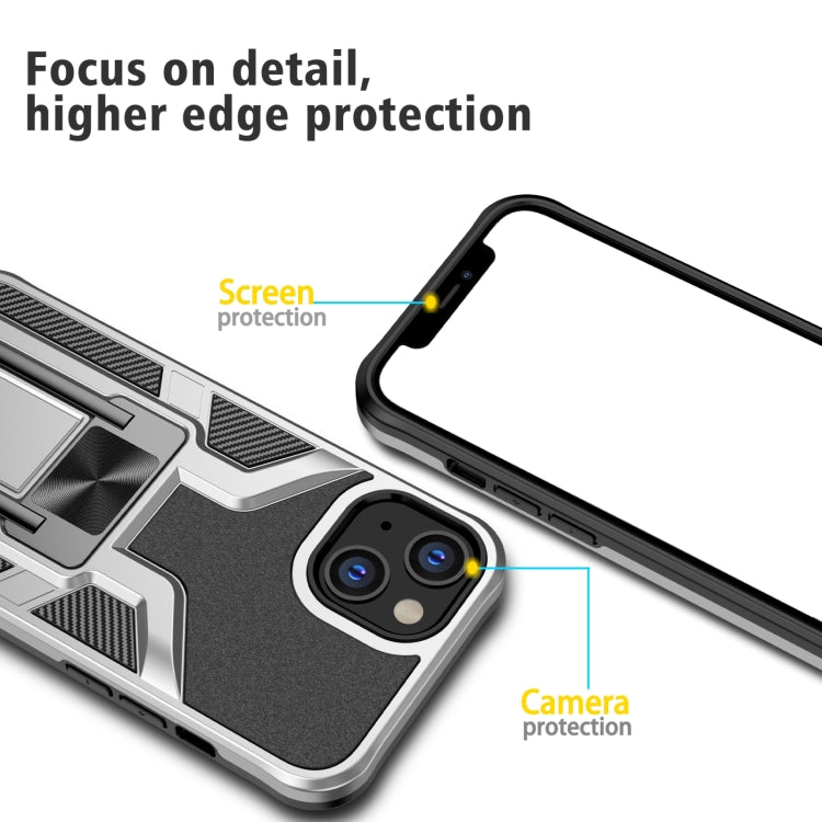 For iPhone 14 Armor 2 in 1 PC + TPU Magnetic Shockproof Case with Foldable Holder