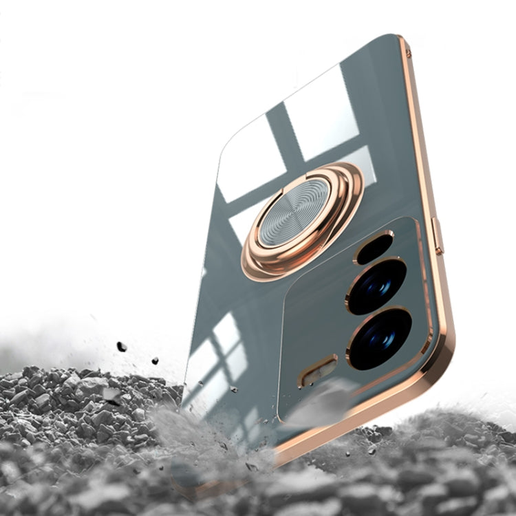 For vivo S15 Pro Electroplated Silicone Phone Case with Ring