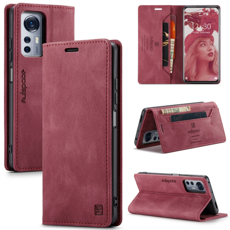 For Xiaomi 12 / 12X AutSpace A01 Retro Skin-feel Crazy Horse RFID Leather Phone Case