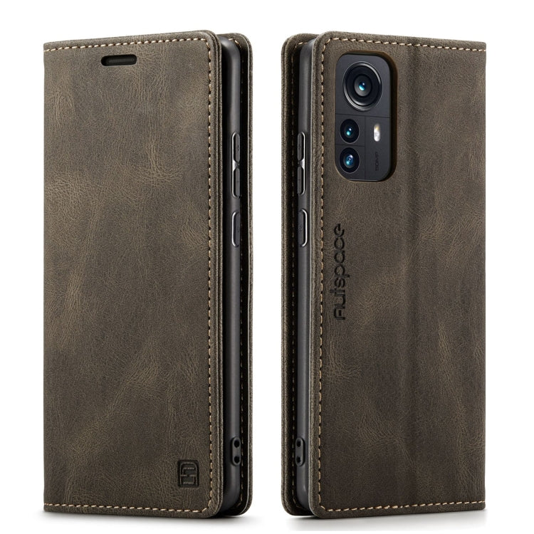 For Xiaomi 12 Pro AutSpace A01 Retro Skin-feel Crazy Horse RFID Leather Phone Case