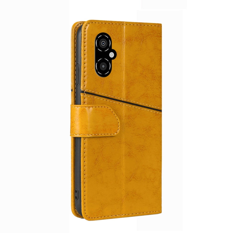 For Xiaomi Poco M4 5G Geometric Stitching Horizontal Flip Leather Phone Case(Yellow)