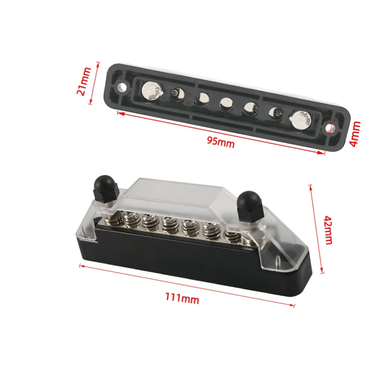 A7465-01 6 Way Power Distribution Block 4 x M6 Terminal Studs with 2 Fixing Screws