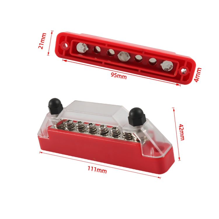 A7465-02 6 Way Power Distribution Block 4 x M6 Terminal Studs with 2 Fixing Screws
