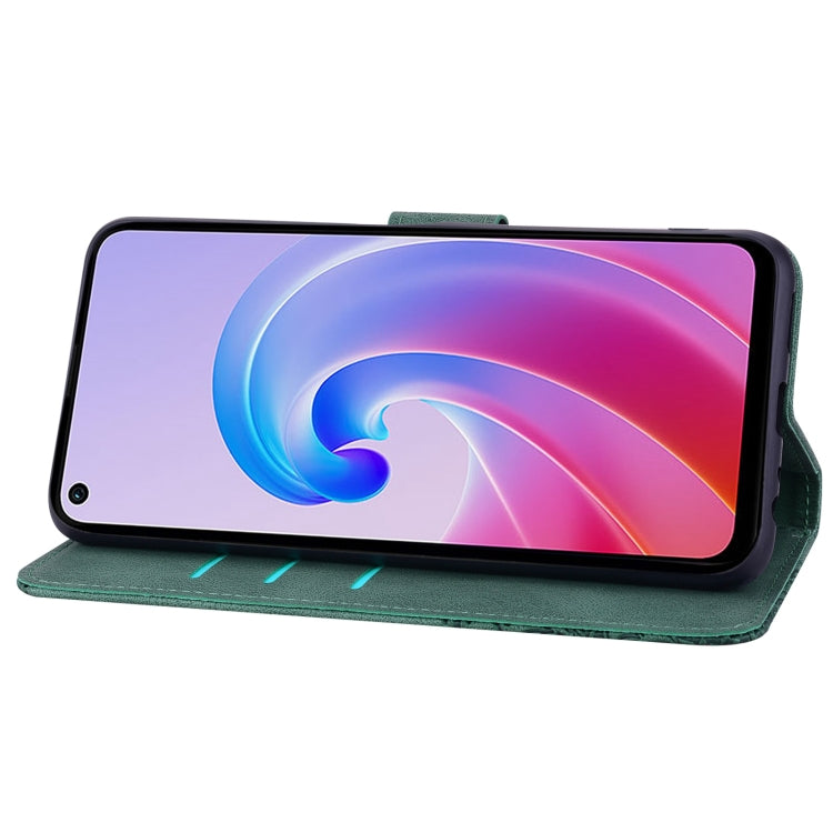 For OPPO A96 Geometric Mandala Embossed Leather Phone Case