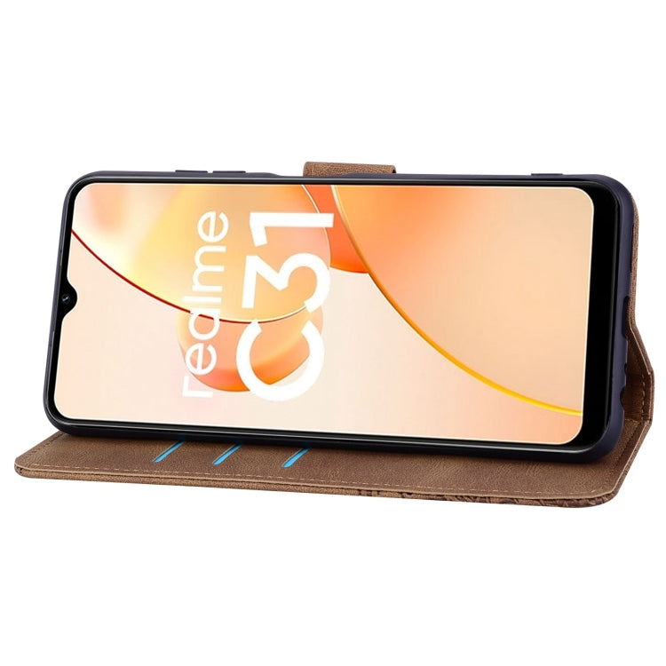 For OPPO Realme C31 Geometric Mandala Embossed Leather Phone Case