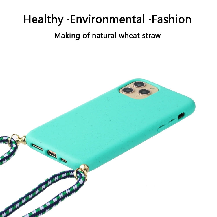 Wheat Straw Material + TPU Protective Case with Lanyard For iPhone 14 Pro Max