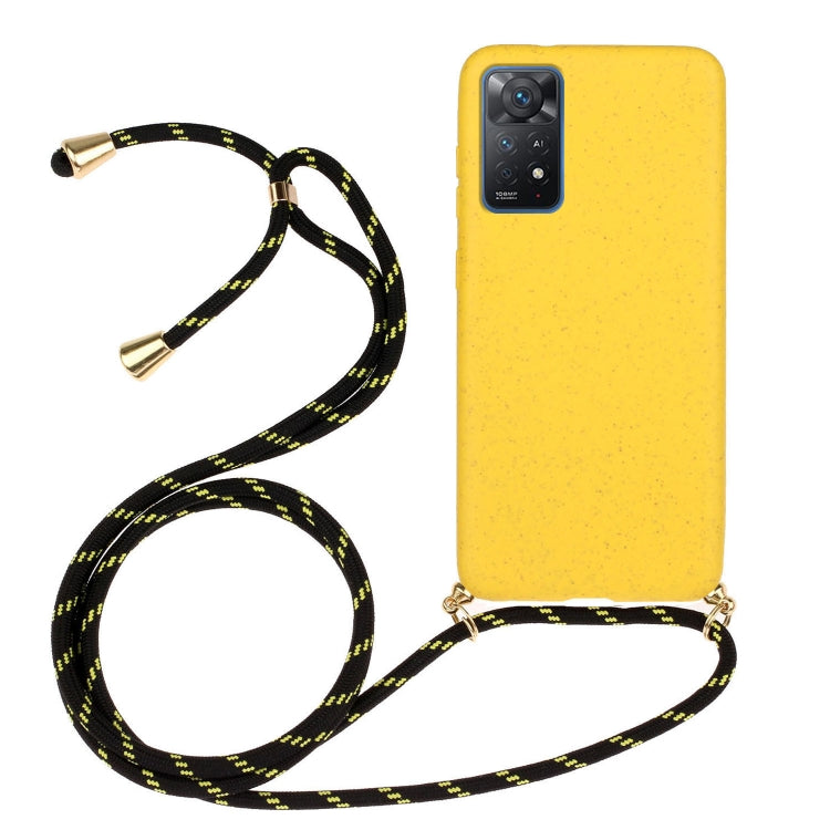 For Xiaomi Redmi Note 11 Pro International Edition Wheat Straw Material + TPU Protective Case with Lanyard