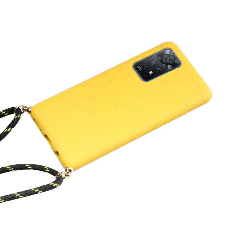 For Xiaomi Redmi Note 11 Pro International Edition Wheat Straw Material + TPU Protective Case with Lanyard