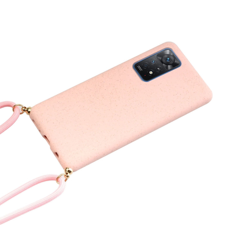 For Xiaomi Redmi Note 11 Pro International Edition Wheat Straw Material + TPU Protective Case with Lanyard