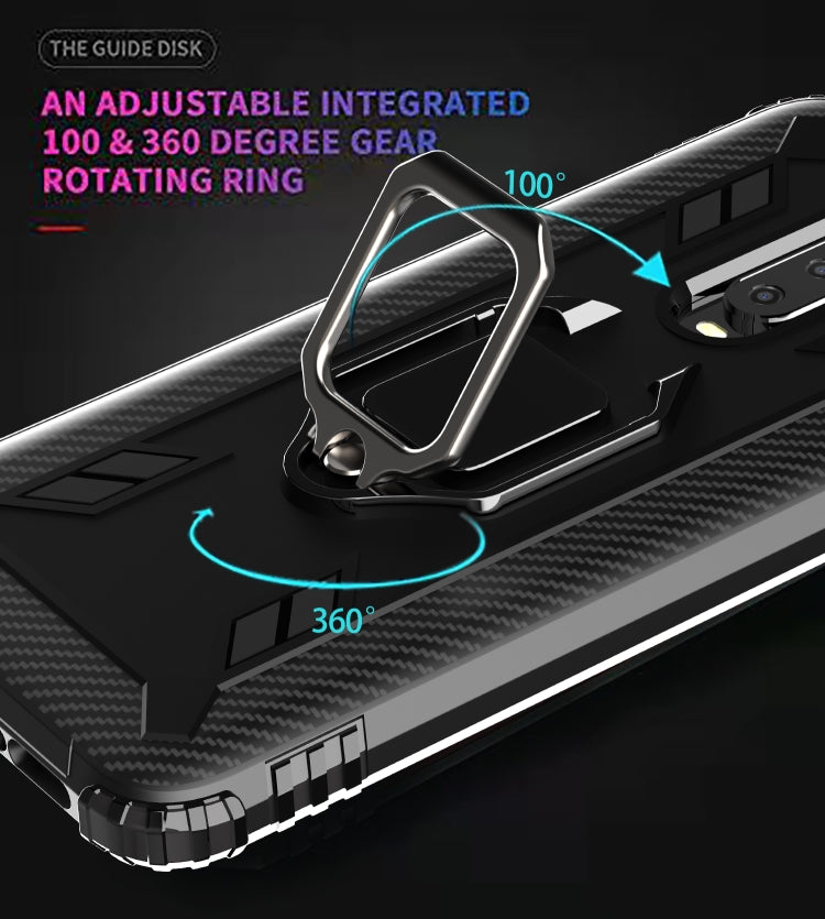 For Xiaomi Redmi K30 Carbon Fiber Protective Case with 360 Degree Rotating Ring Holder