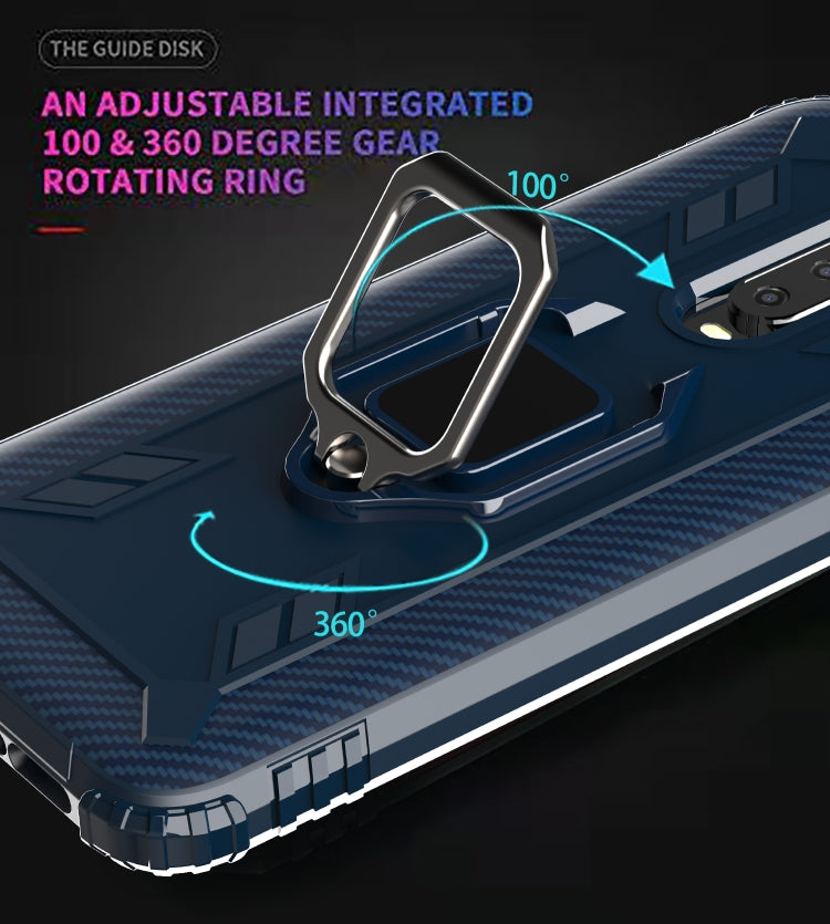 For Xiaomi Redmi K30 Carbon Fiber Protective Case with 360 Degree Rotating Ring Holder