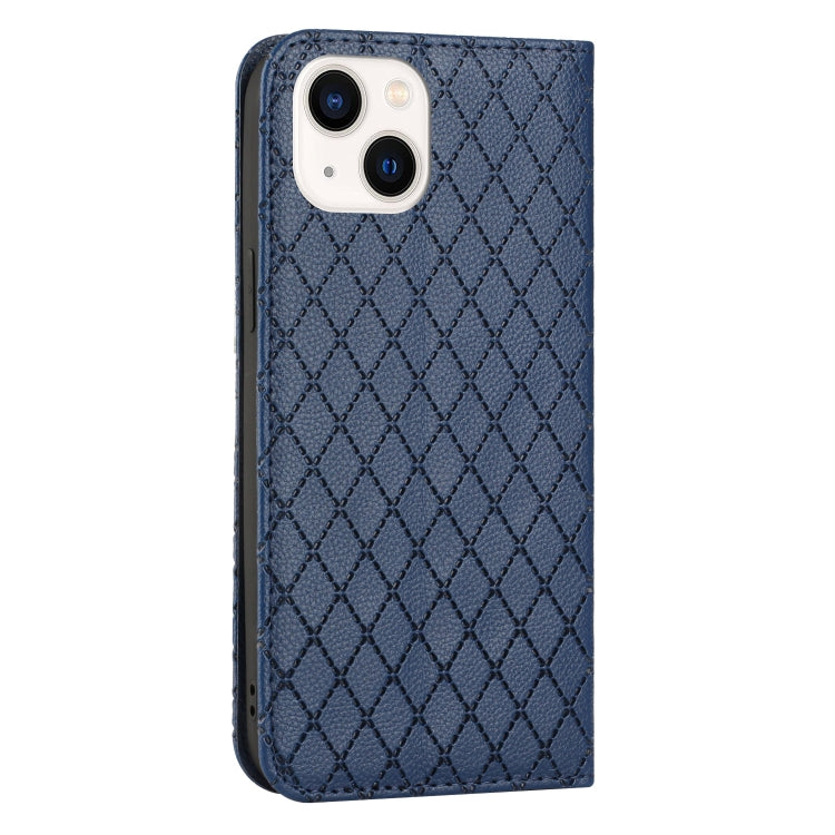 For iPhone 14 S11 RFID Diamond Lattice Flip Leather Phone Case