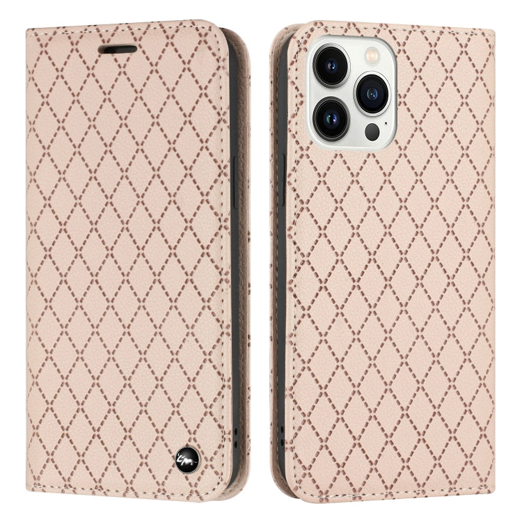 For iPhone 14 Pro S11 RFID Diamond Lattice Flip Leather Phone Case