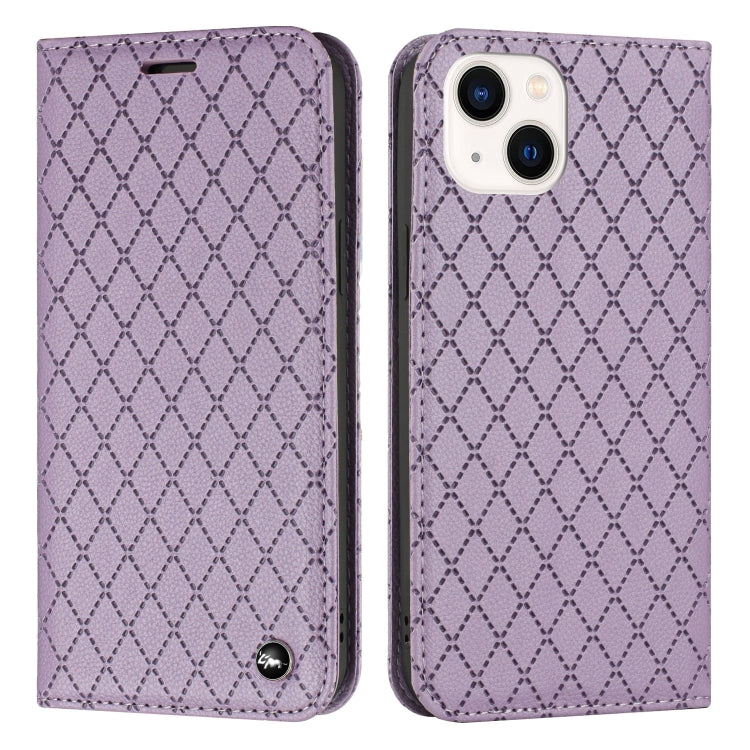 For iPhone 13 S11 RFID Diamond Lattice Flip Leather Phone Case
