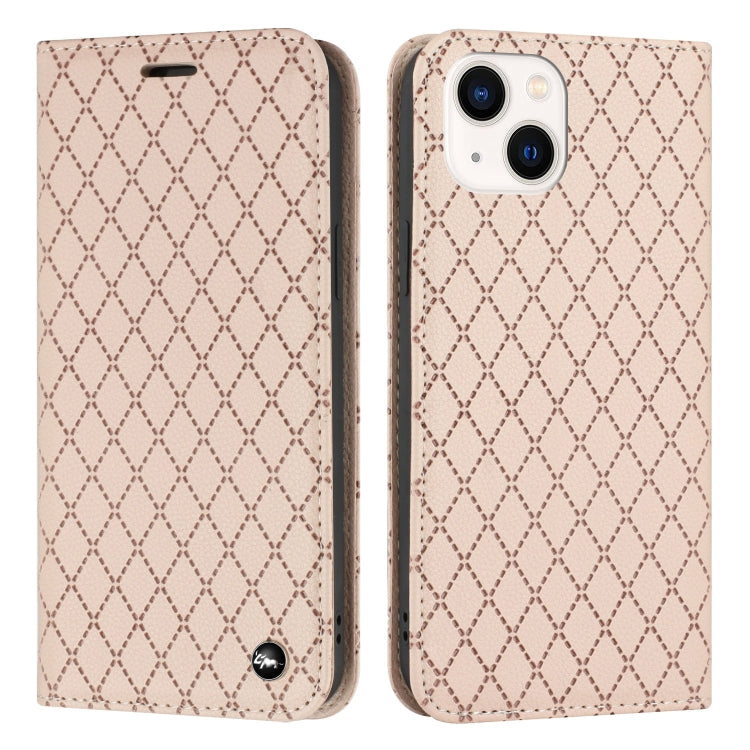 For iPhone 13 S11 RFID Diamond Lattice Flip Leather Phone Case