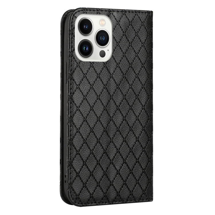 For iPhone 13 Pro Max S11 RFID Diamond Lattice Flip Leather Phone Case For iPhone 13 Pro