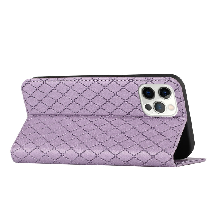 For iPhone 12 / 12 Pro S11 RFID Diamond Lattice Flip Leather Phone Case