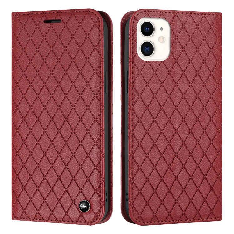 For iPhone 11 S11 RFID Diamond Lattice Flip Leather Phone Case
