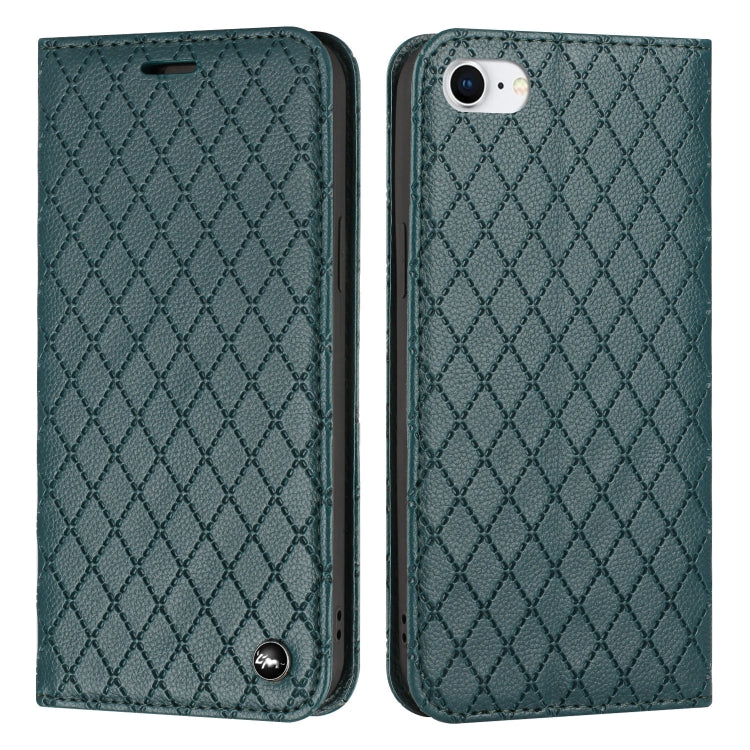 For iPhone SE 2022 / SE 2020 / 8 / 7 S11 RFID Diamond Lattice Flip Leather Phone Case