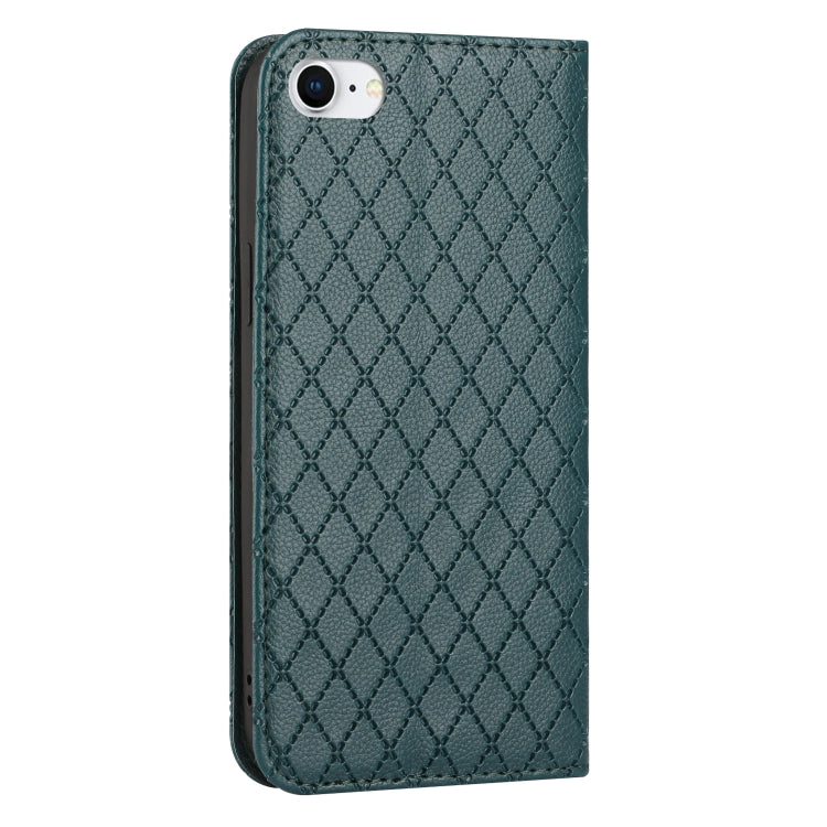 For iPhone SE 2022 / SE 2020 / 8 / 7 S11 RFID Diamond Lattice Flip Leather Phone Case