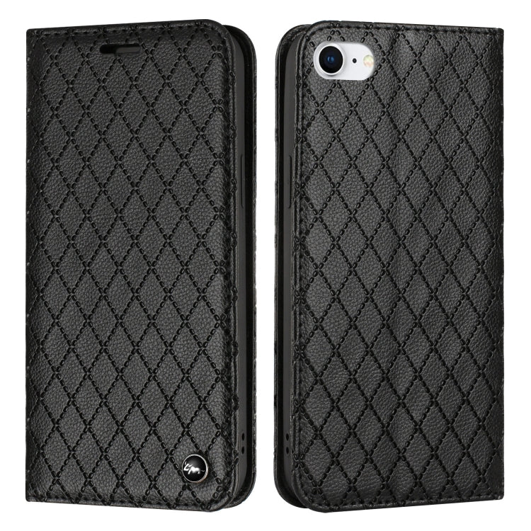 For iPhone SE 2022 / SE 2020 / 8 / 7 S11 RFID Diamond Lattice Flip Leather Phone Case