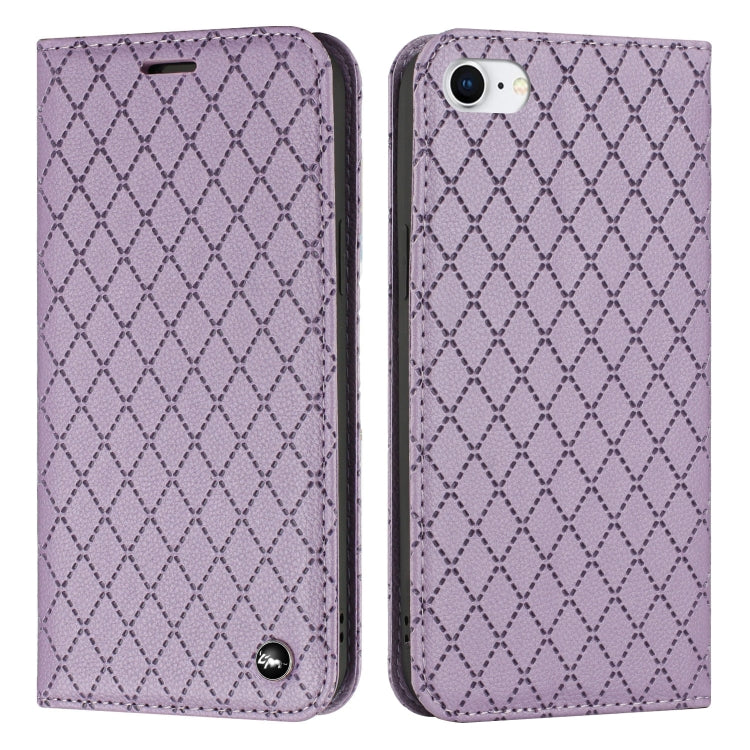 For iPhone SE 2022 / SE 2020 / 8 / 7 S11 RFID Diamond Lattice Flip Leather Phone Case