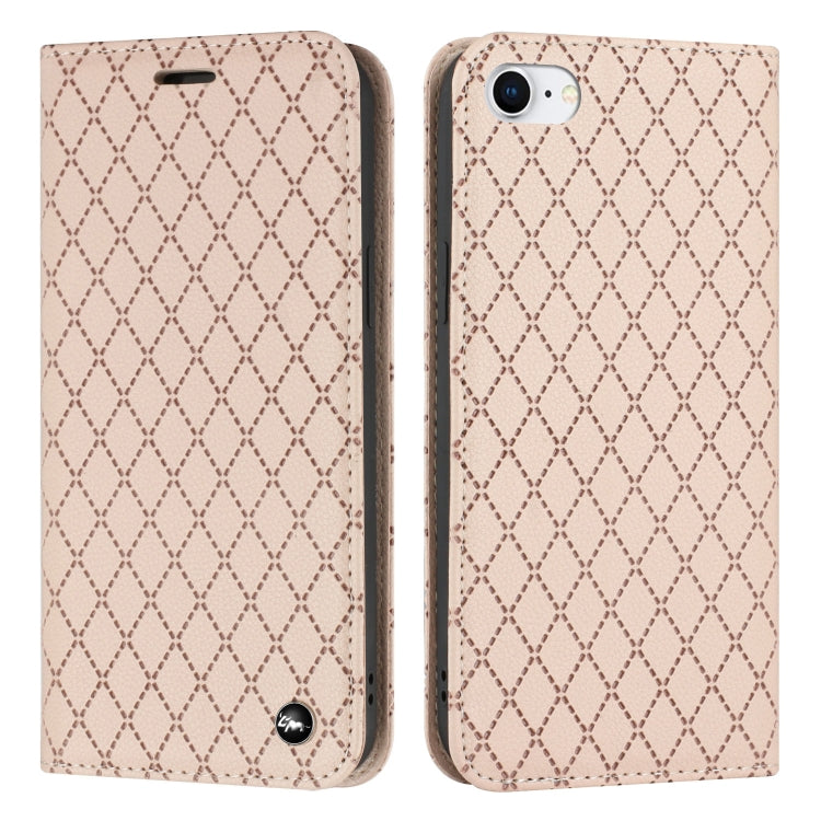 For iPhone SE 2022 / SE 2020 / 8 / 7 S11 RFID Diamond Lattice Flip Leather Phone Case
