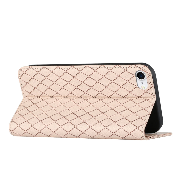 For iPhone SE 2022 / SE 2020 / 8 / 7 S11 RFID Diamond Lattice Flip Leather Phone Case