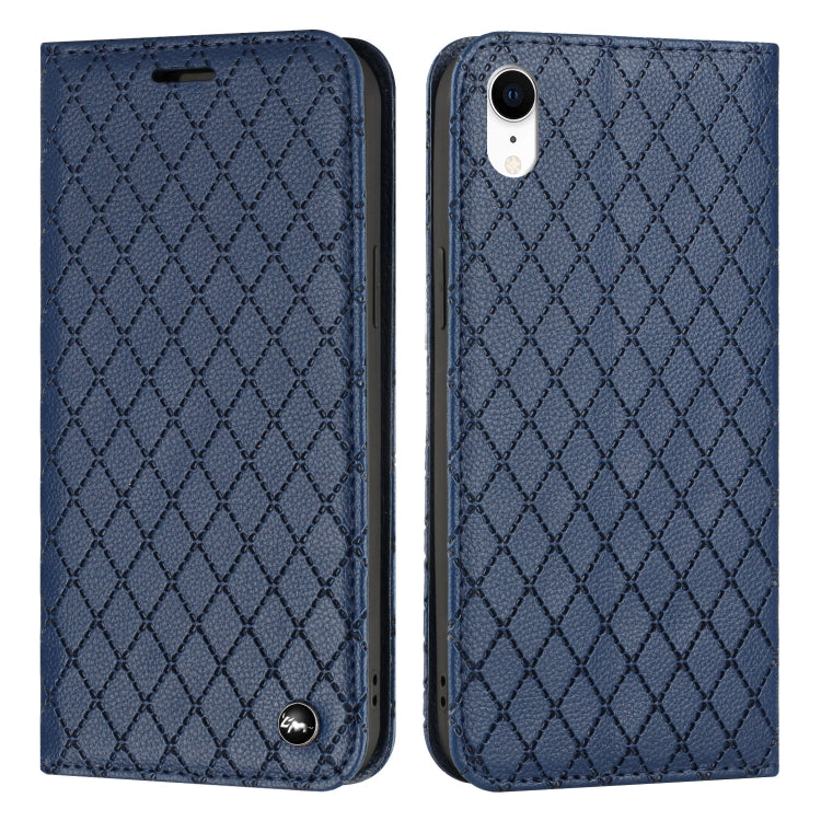 For iPhone XR S11 RFID Diamond Lattice Flip Leather Phone Case
