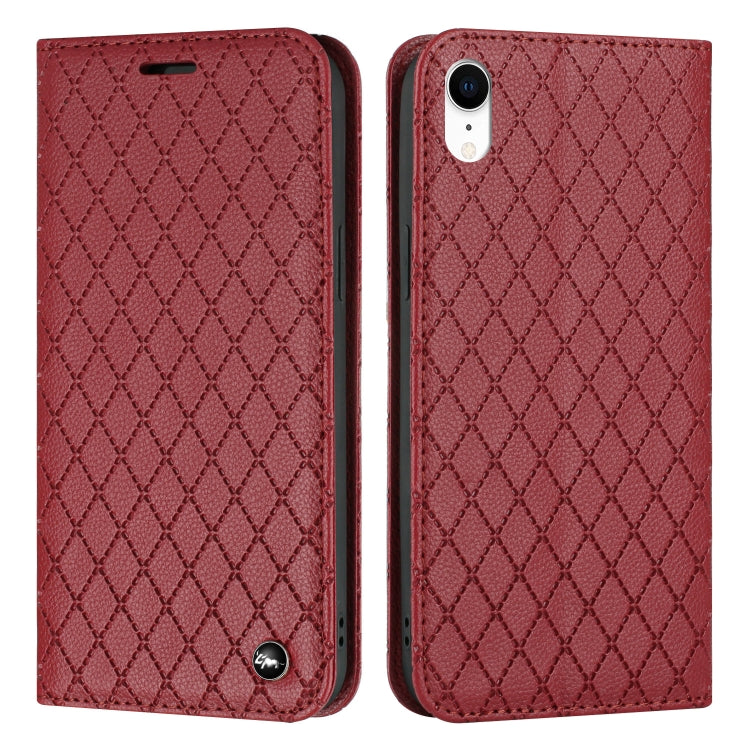 For iPhone XR S11 RFID Diamond Lattice Flip Leather Phone Case