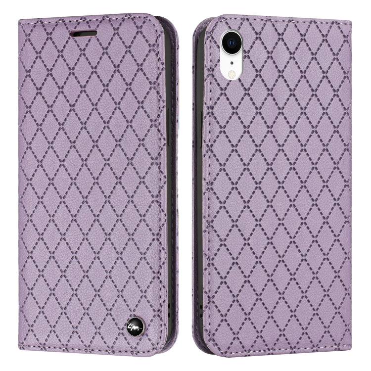 For iPhone XR S11 RFID Diamond Lattice Flip Leather Phone Case