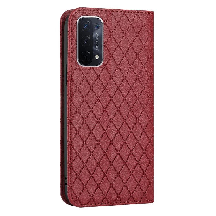 For OPPO A54 5G / A74 5G / A93 5G S11 RFID Diamond Lattice Flip Leather Phone Case