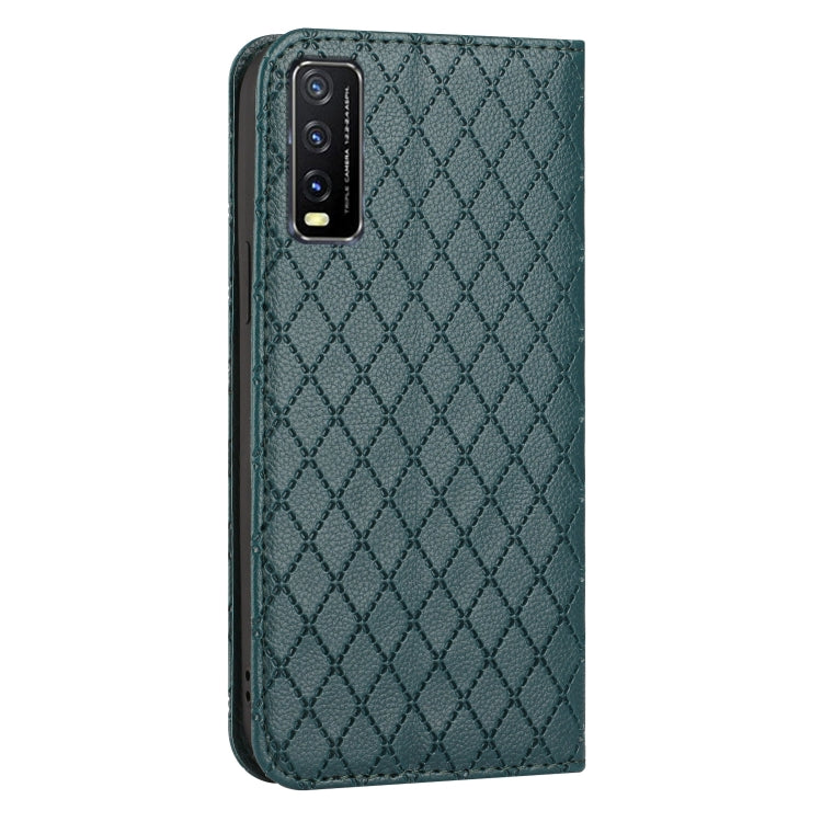 For vivo Y20 / Y20i / Y20s / Y12a S11 RFID Diamond Lattice Flip Leather Phone Case