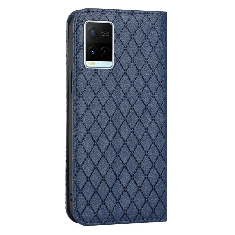 For vivo Y21 / Y33s / Y21s S11 RFID Diamond Lattice Flip Leather Phone Case