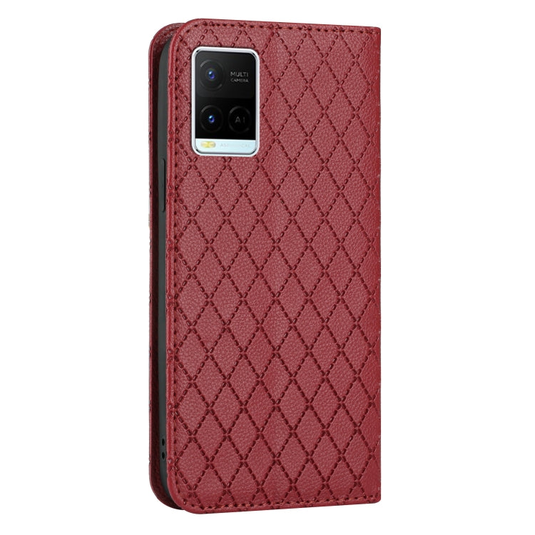 For vivo Y21 / Y33s / Y21s S11 RFID Diamond Lattice Flip Leather Phone Case