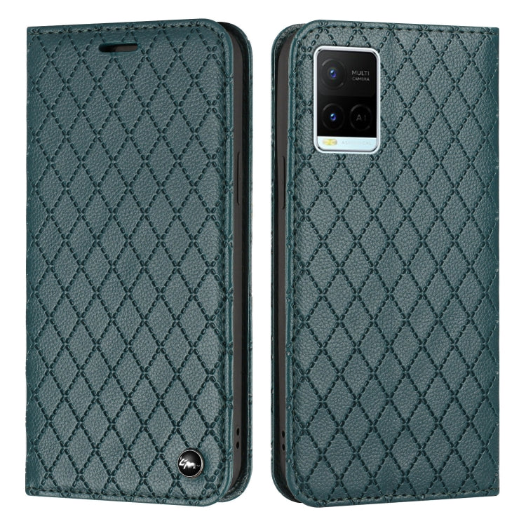 For vivo Y21 / Y33s / Y21s S11 RFID Diamond Lattice Flip Leather Phone Case