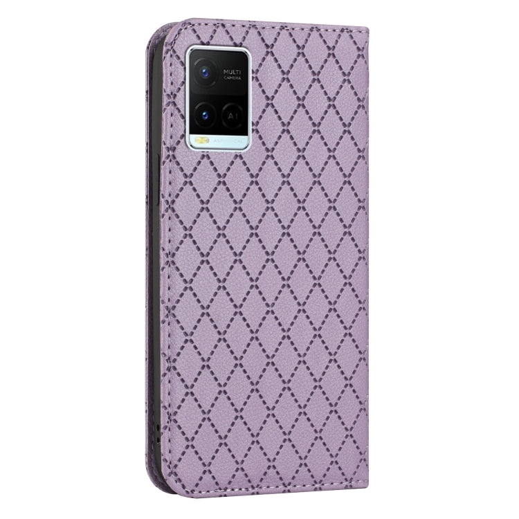 For vivo Y21 / Y33s / Y21s S11 RFID Diamond Lattice Flip Leather Phone Case