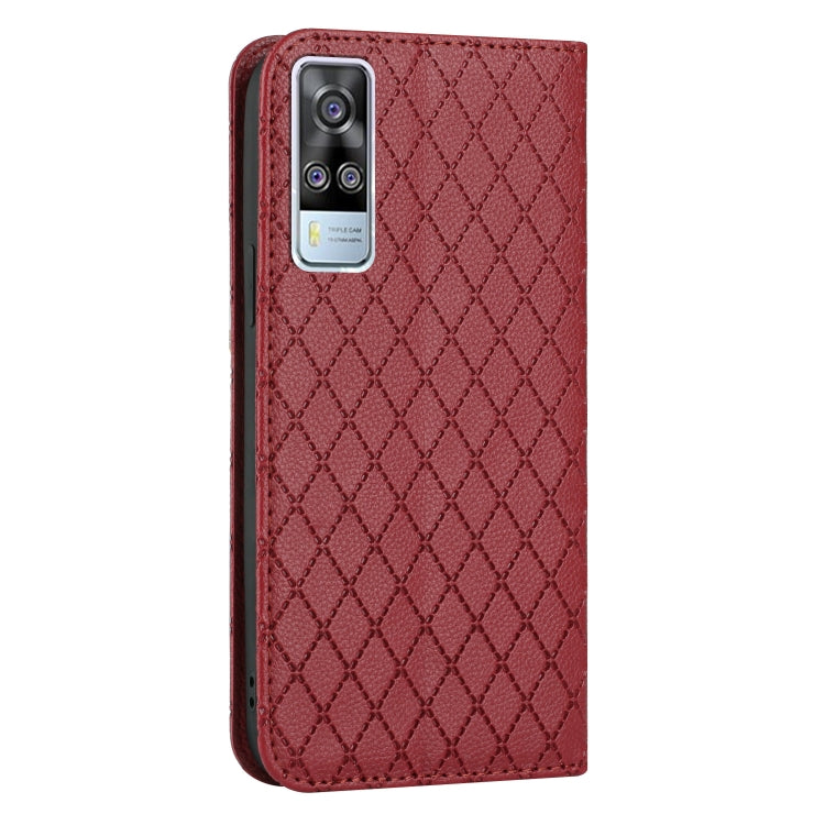 For vivo Y51s / Y51a / Y51 2020 S11 RFID Diamond Lattice Flip Leather Phone Case