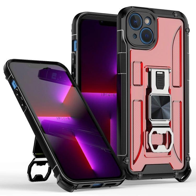 For iPhone 14 PC + TPU Shockproof Protective Phone Case with Corkscrew Holder