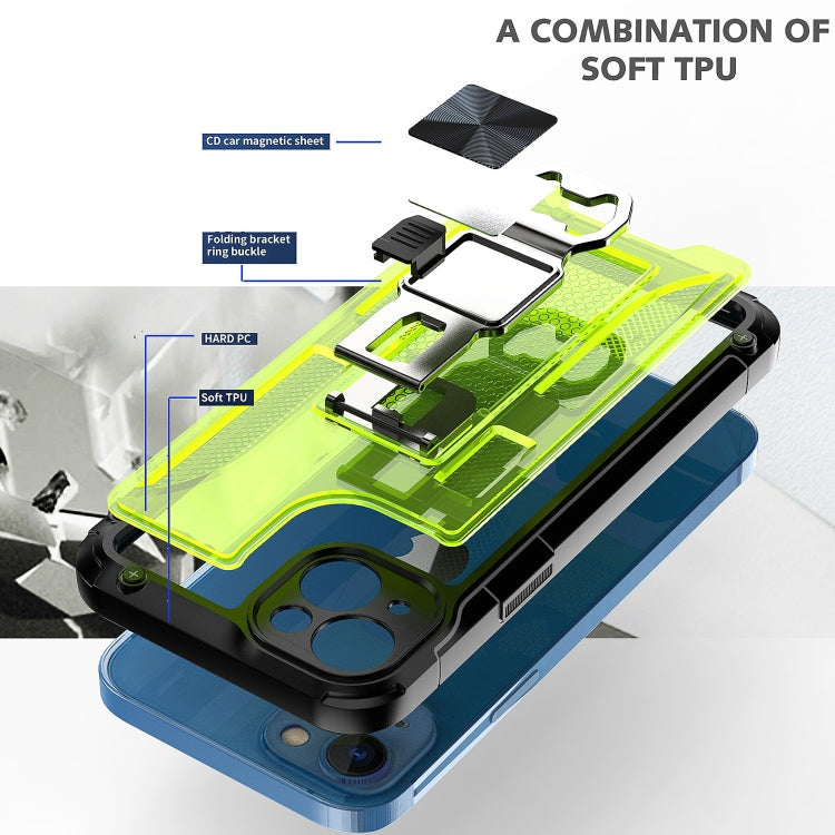 For iPhone 14 PC + TPU Shockproof Protective Phone Case with Corkscrew Holder