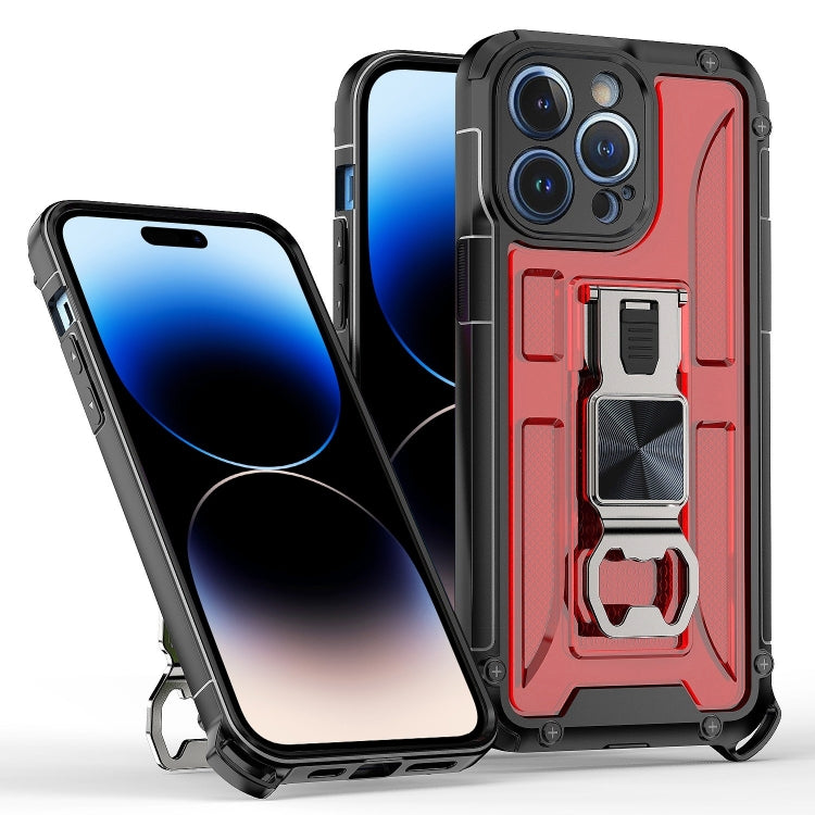 For iPhone 14 Pro Max PC + TPU Shockproof Protective Phone Case with Corkscrew Holder