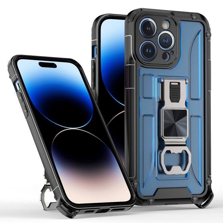 For iPhone 14 Pro Max PC + TPU Shockproof Protective Phone Case with Corkscrew Holder