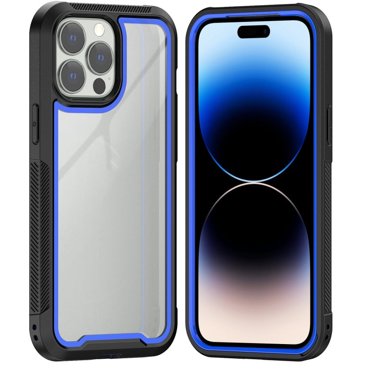 For iPhone 14 Pro Max Colorful Border TPU + PC Full Coverage Phone Case